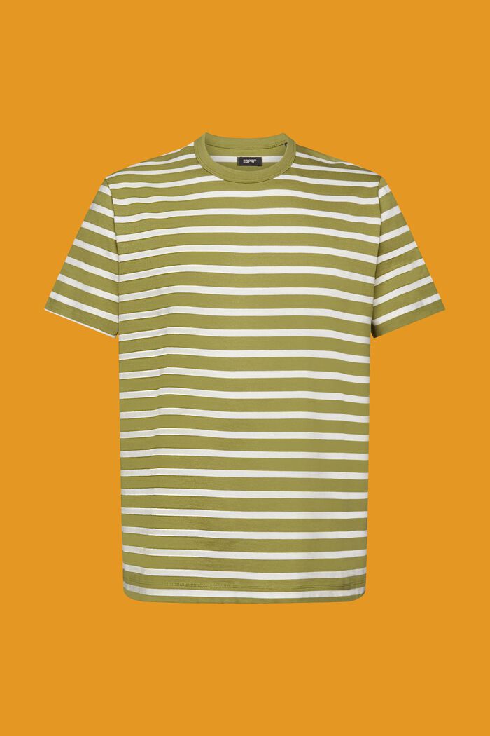 T-shirt w paski ze zrównoważonej bawełny, LEAF GREEN, detail image number 7