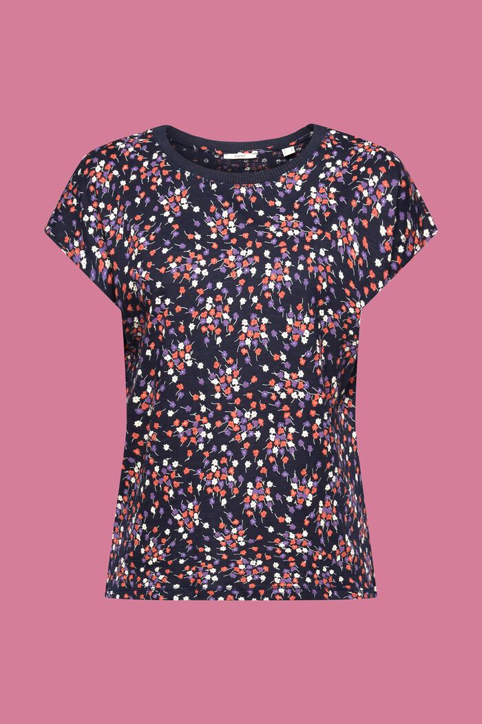 Koszulka bez rękawów z kwiatowym wzorem, NAVY, detail image number 6