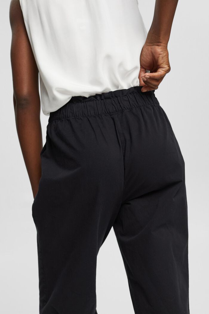 Skrócone spodnie z elastycznym pasem, 100% bawełny, BLACK, detail image number 5
