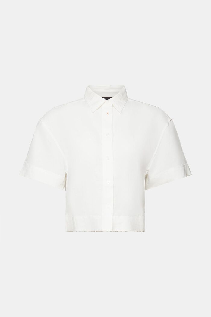 Skrócona bluzka koszulowa, mieszanka z lnem, WHITE, detail image number 5