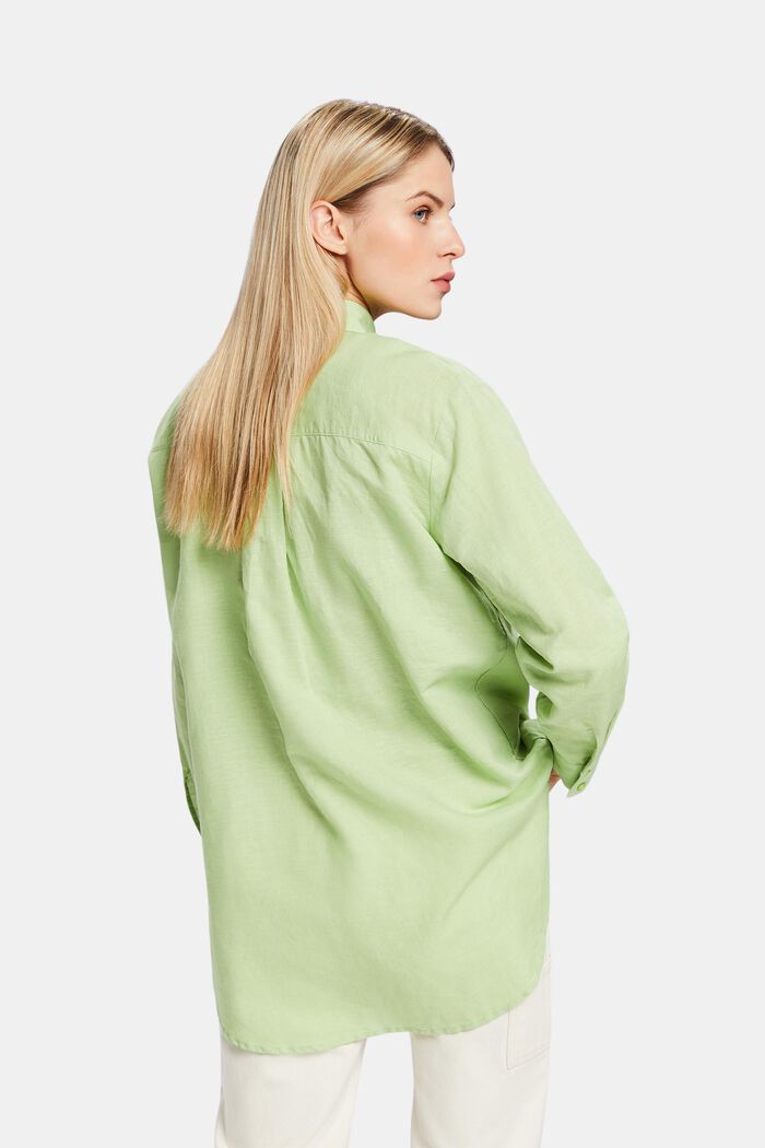 Koszula z bawełny i lnu, LIGHT GREEN, detail image number 2
