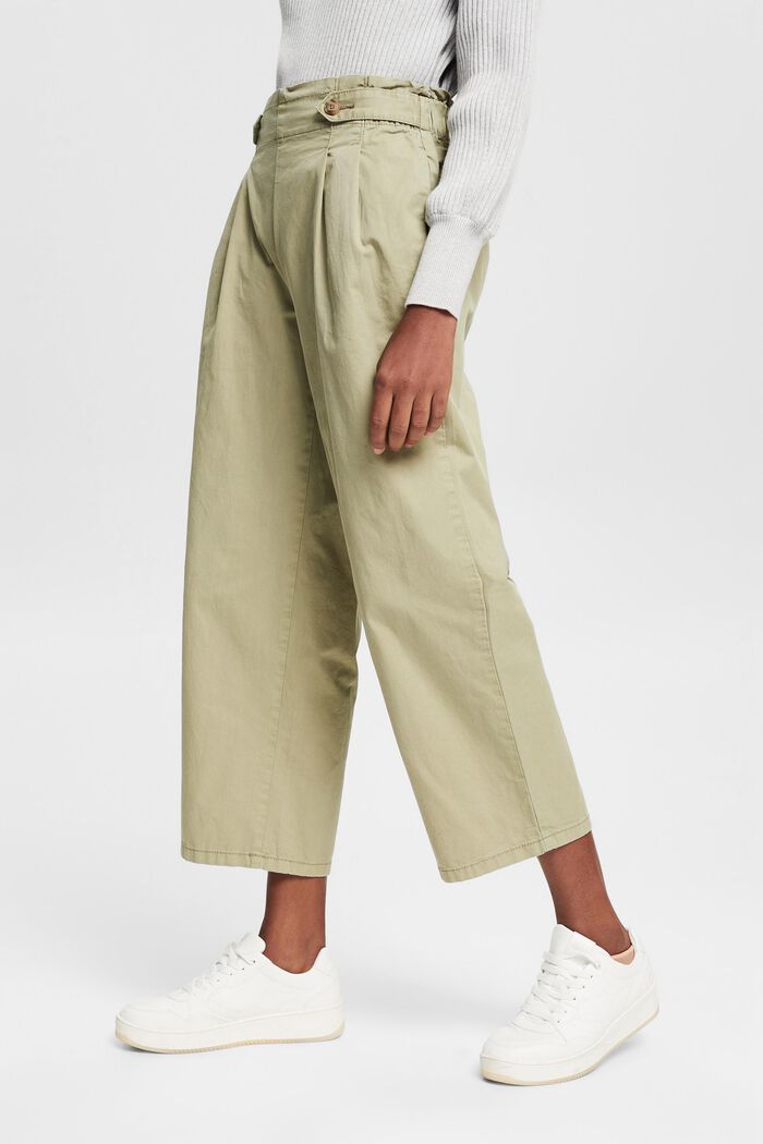 Skrócone spodnie z elastycznym pasem, 100% bawełny