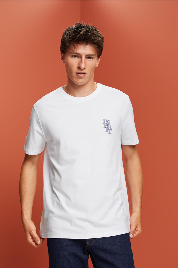 T-shirt z logo, 100% bawełna, WHITE, detail image number 0