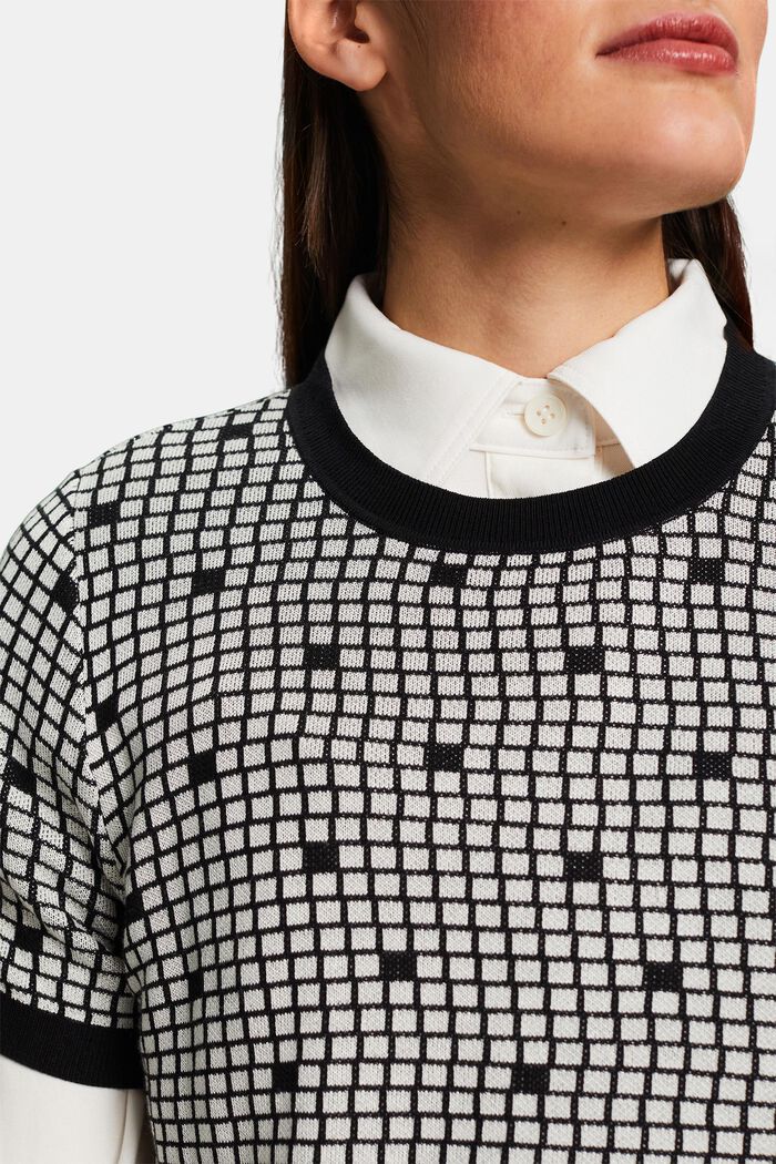 Żakardowa bluza z okrągłym dekoltem, BLACK, detail image number 3