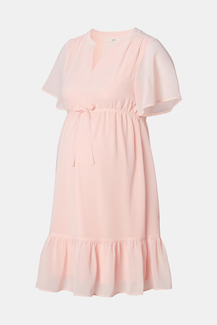 Z recyklingu: szyfonowa sukienka z falbanami, LIGHT PINK, detail image number 4