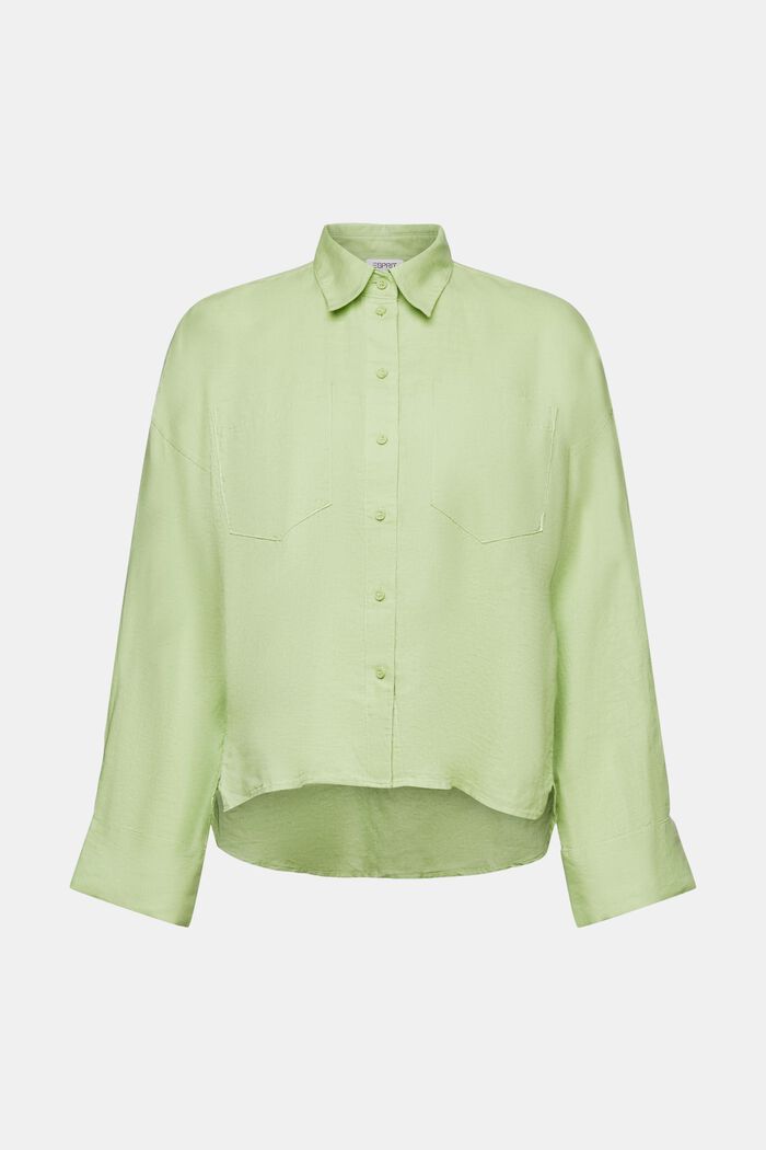 Bluzka koszulowa z lnu i bawełny, LIGHT GREEN, detail image number 7