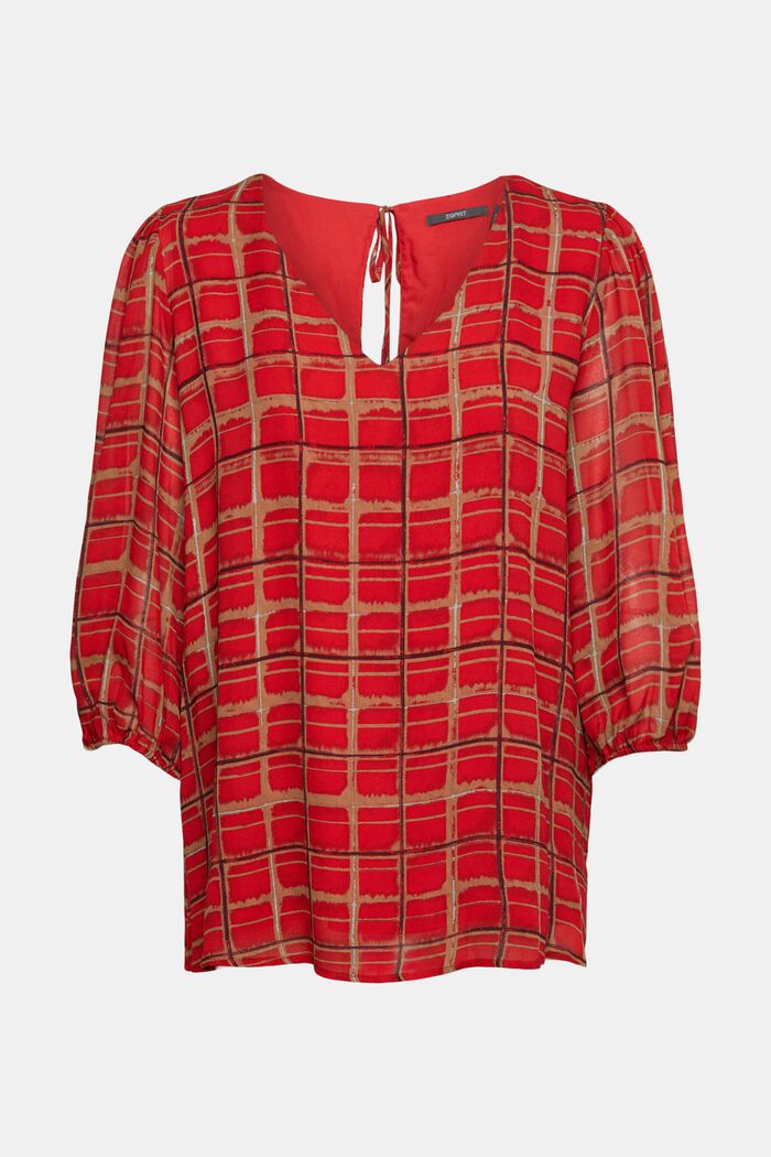 Wzorzysta bluzka, LENZING™ ECOVERO™, RED, detail image number 6