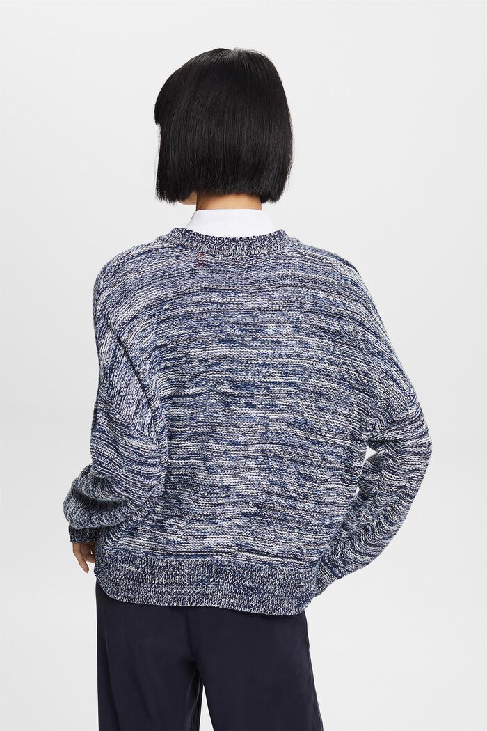 Sweter z okrągłym dekoltem, mieszanka z bawełną, NAVY, detail image number 3