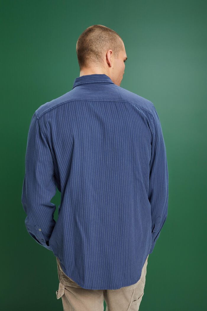 Flanelowa koszula z bawełny w prążki, GREY BLUE, detail image number 3