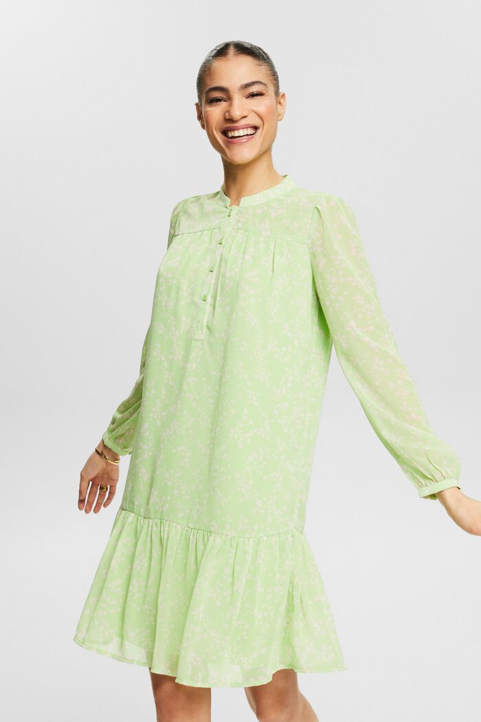 Sukienka mini z szyfonu z nadrukiem, LIGHT GREEN, detail image number 0