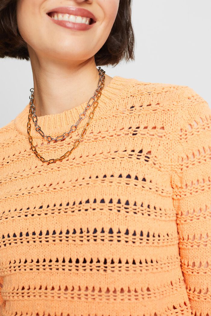 Ażurowy sweter, PASTEL ORANGE, detail image number 3