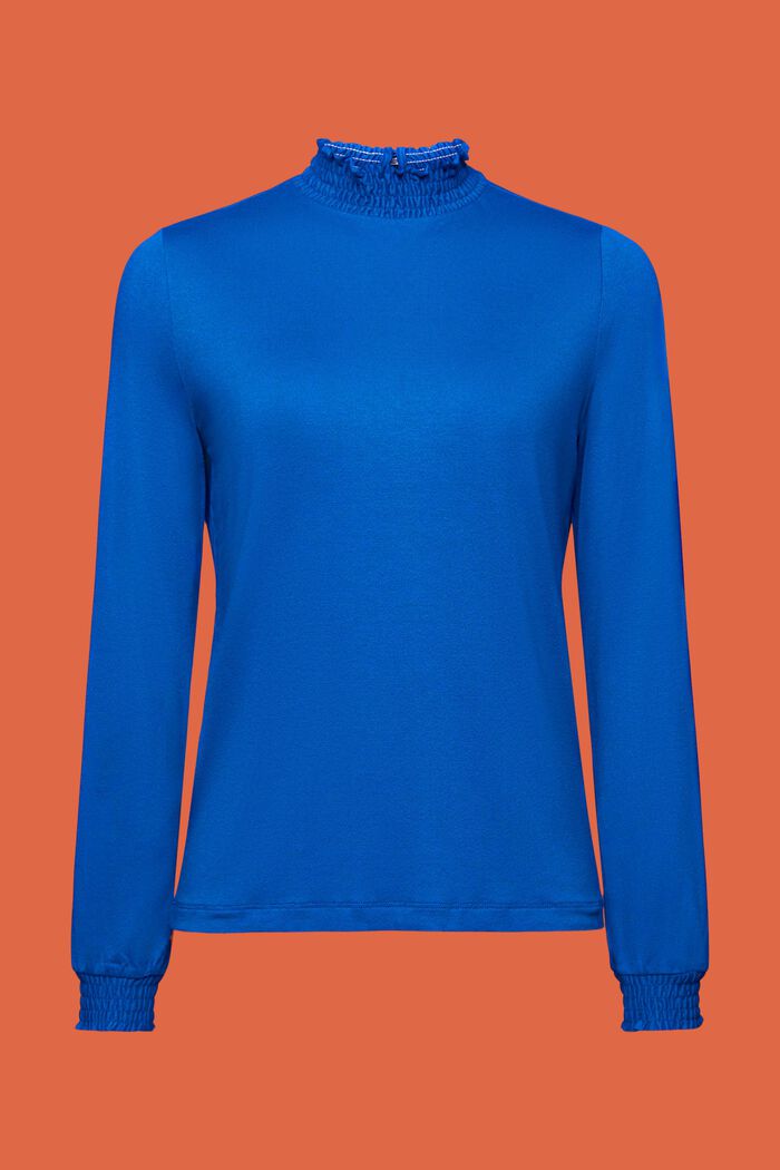Bluzka z długim rękawem i marszczeniami, LENZING™ ECOVERO™, BRIGHT BLUE, detail image number 6