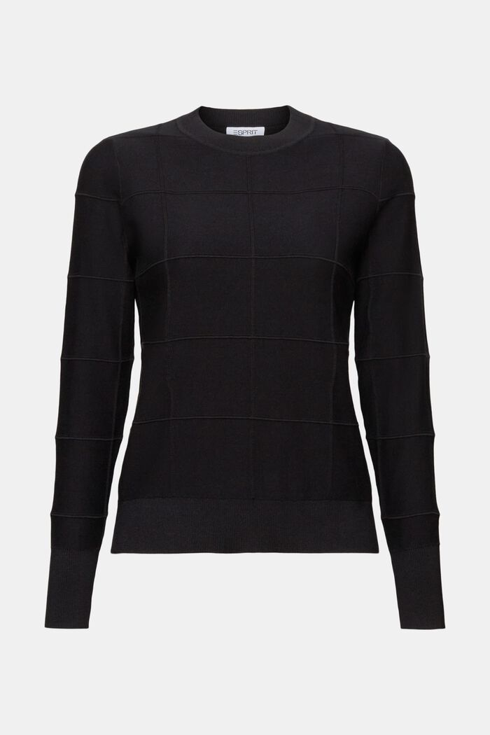 Sweter w fakturalną kratę, BLACK, detail image number 5