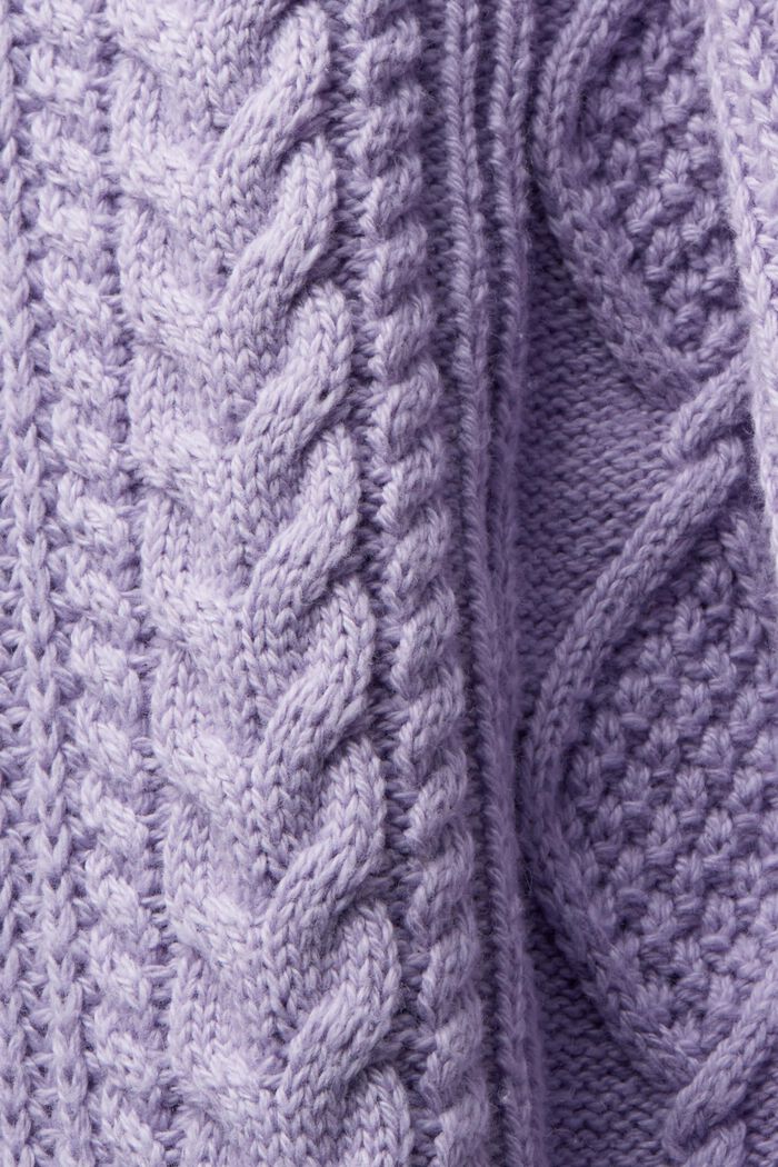 Sweter z półgolfem i wzorem w warkocze, LAVENDER, detail image number 5