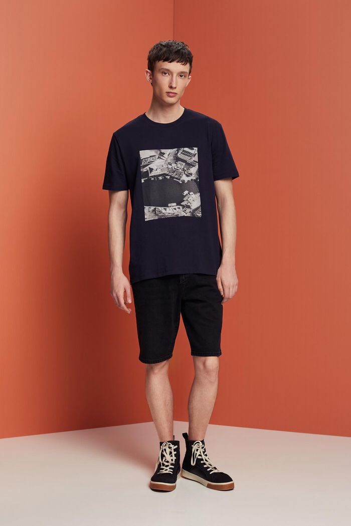 Dżersejowy T-shirt z nadrukiem, 100% bawełny, NAVY, detail image number 4