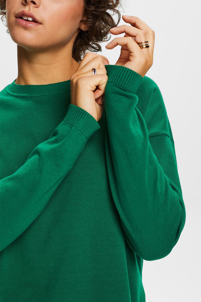 Sweter oversize, 100% bawełny, DARK GREEN, detail image number 2