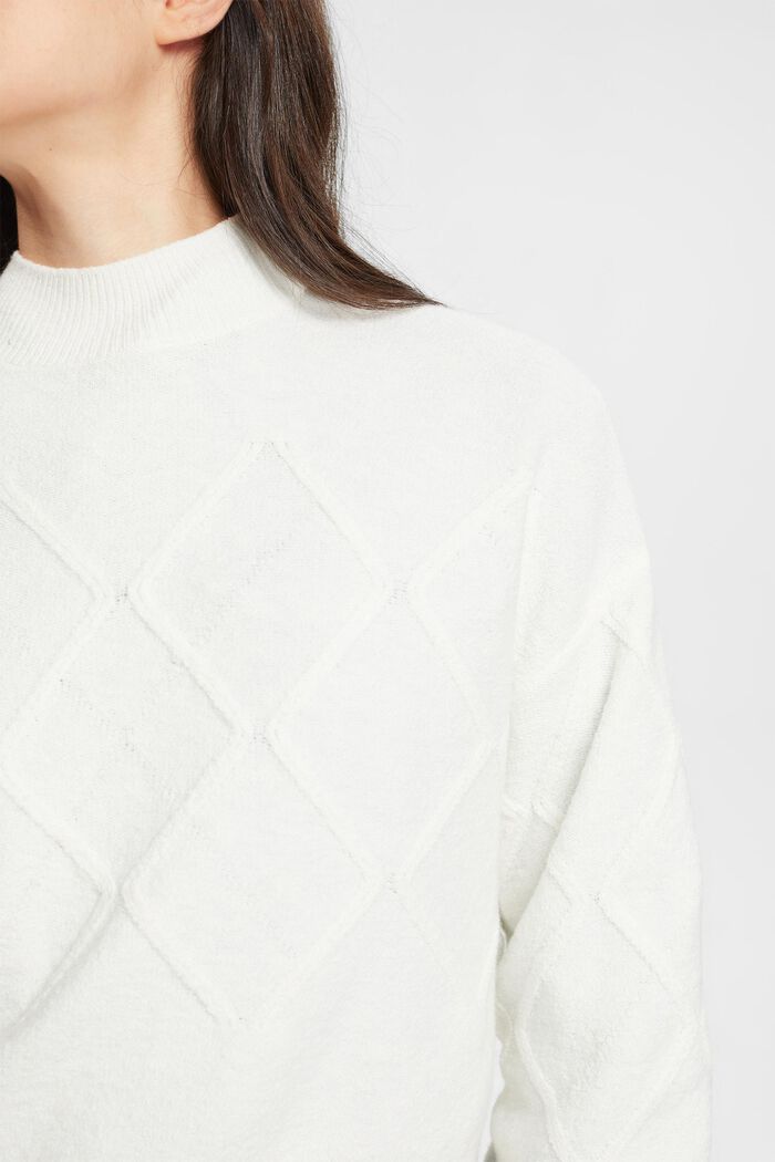 Sweter w romby, OFF WHITE, detail image number 0