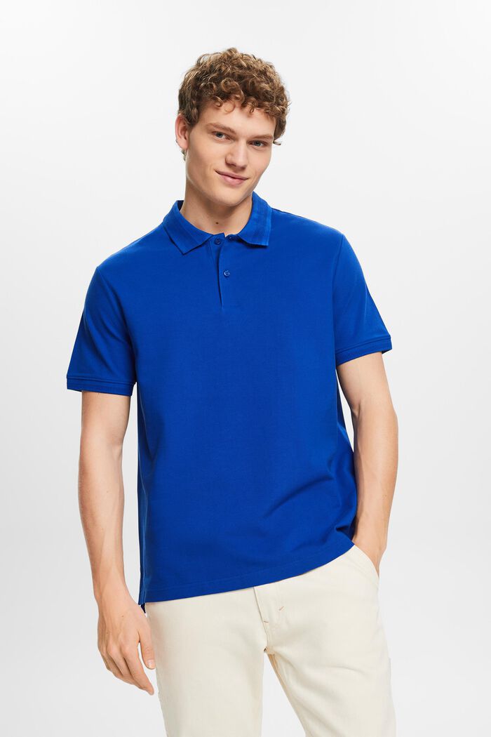 Koszulka polo z piki bawełnianej, BRIGHT BLUE, detail image number 0