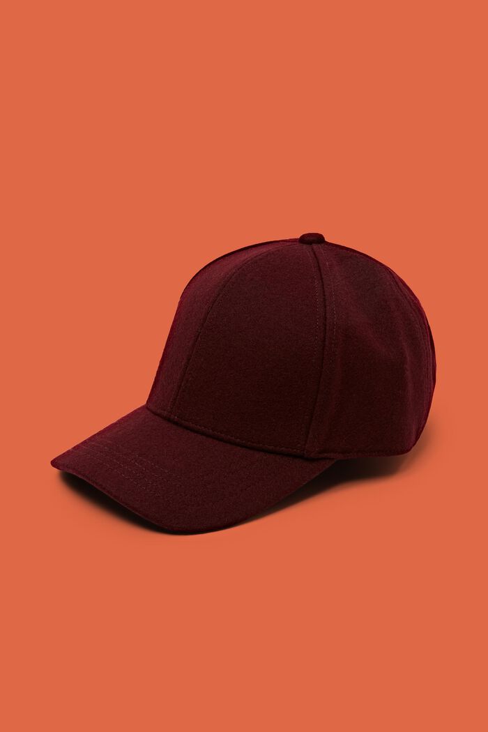 Filcowa czapka z daszkiem z mieszanki wełnianej, GARNET RED, detail image number 0
