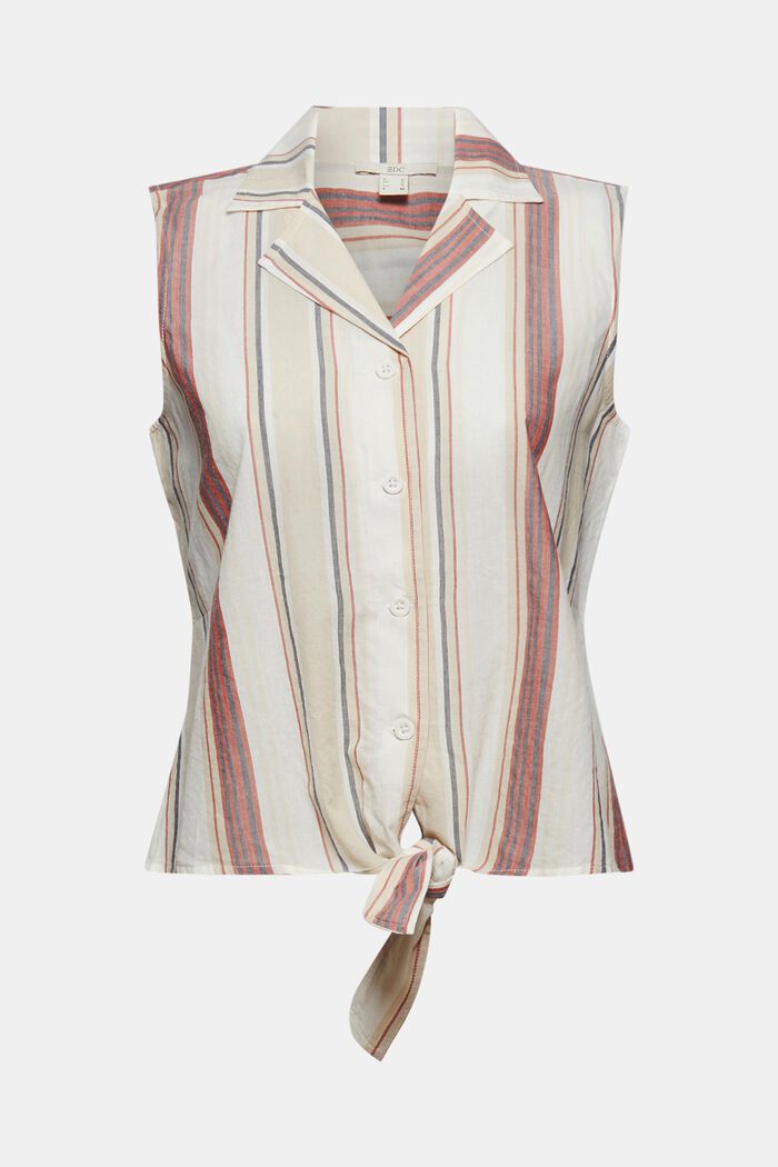 Bluzkowy top z supełkiem, 100% bawełny ekologicznej, OFF WHITE, detail image number 5