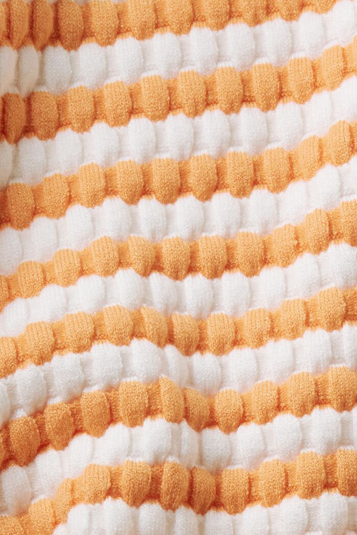 Pasiasty sweter w dekoracyjny ścieg ze skróconymi rękawami, GOLDEN ORANGE, detail image number 5