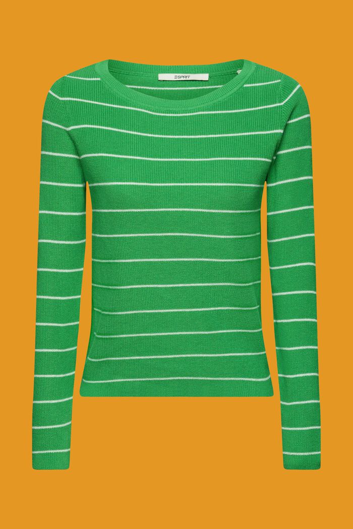 Sweter w paski z bawełnianej dzianiny, GREEN, detail image number 5