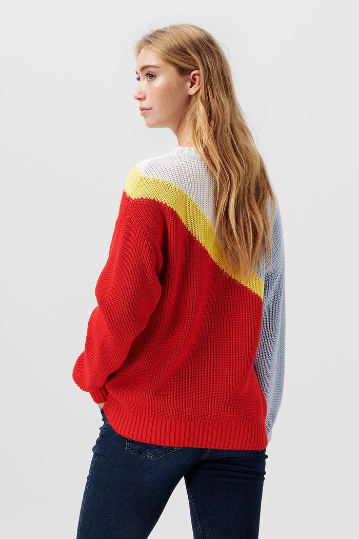 Sweter w szerokie pasy, bawełna organiczna, RED, detail image number 1