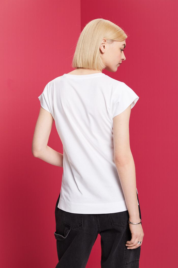 T-shirt z nadrukiem pod kolor materiału, 100% bawełny, WHITE, detail image number 3