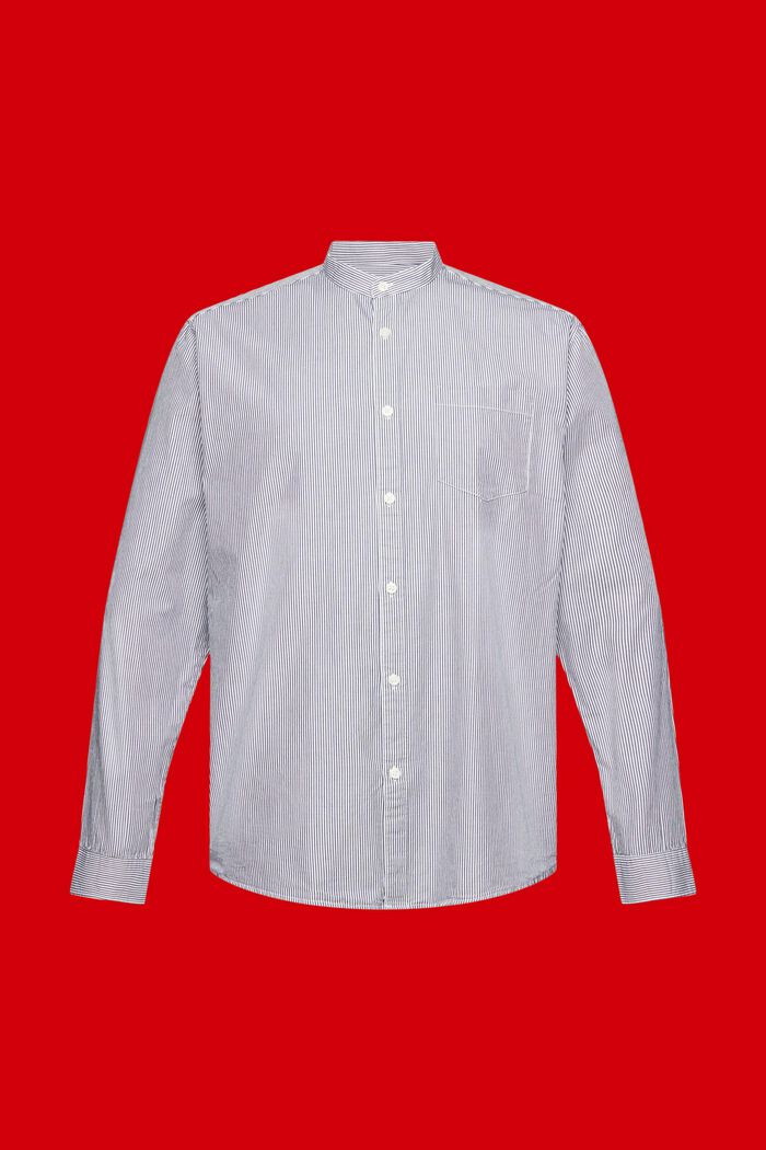 Bawełniana koszula w prążki ze stójką, NAVY, detail image number 5