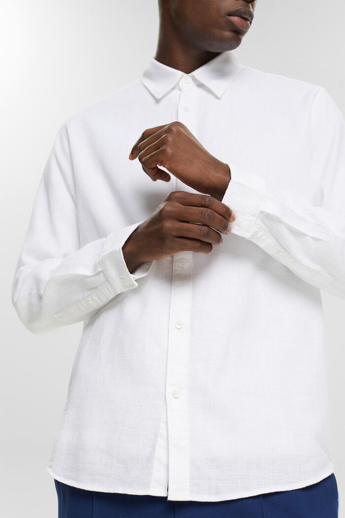 Koszula z tkaniny dobby, WHITE, detail image number 2