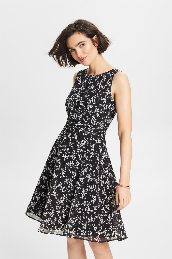 Sukienka z szyfonu z nadrukiem, BLACK, detail image number 4