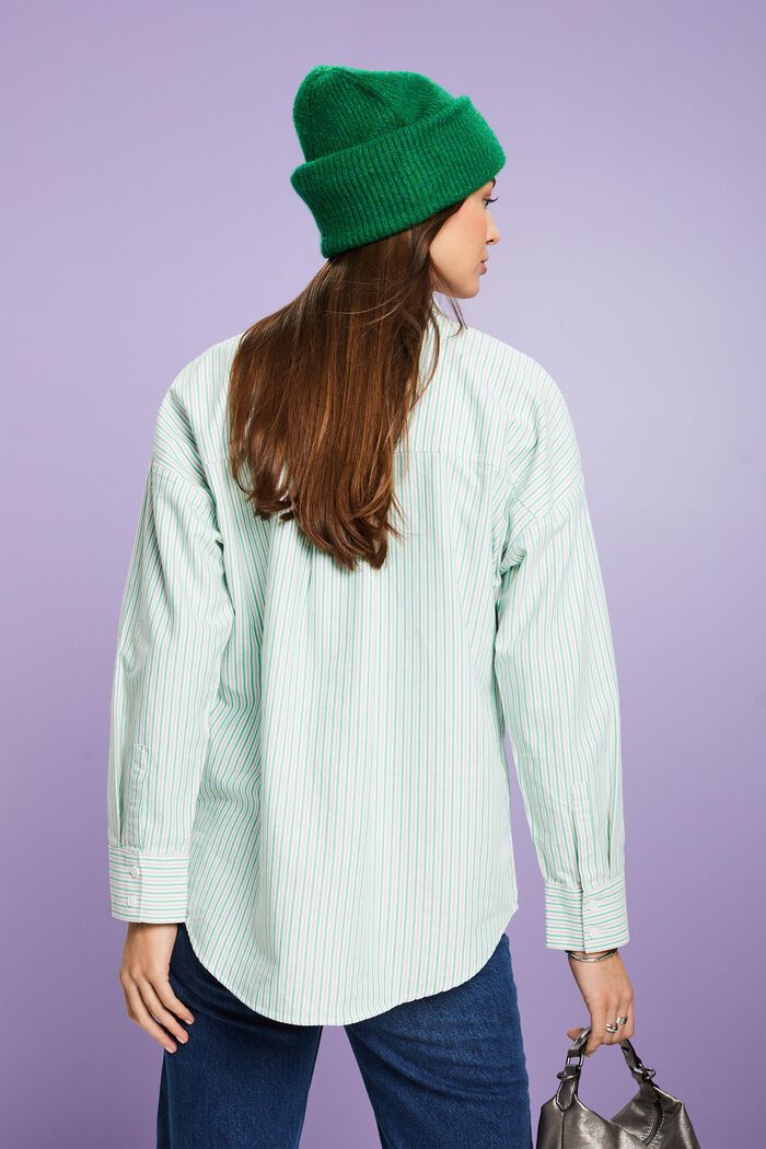 Koszula bawełniana w paski, fason oversize, GREEN, detail image number 2