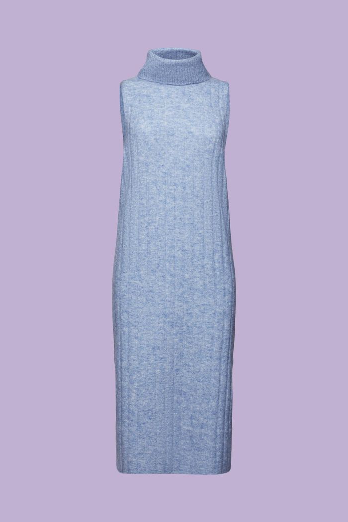 Sukienka midi z półgolfem z prążkowanej dzianiny, BLUE LAVENDER, detail image number 7