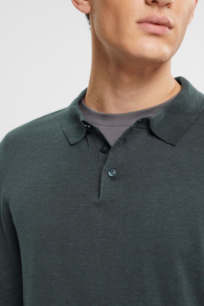 Z włóknem TENCEL™: koszulka polo z długim rękawem, DARK TEAL GREEN, detail image number 0