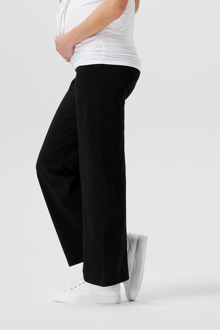 Spodnie z dżerseju z panelem na brzuch, bawełna organiczna, BLACK, detail image number 2