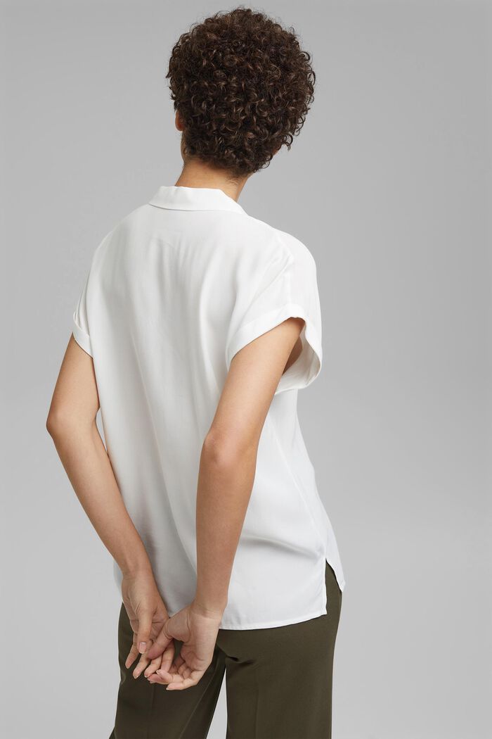 Bluzkowy top z piżamowym kołnierzykiem, LENZING™ ECOVERO™, OFF WHITE, detail image number 3