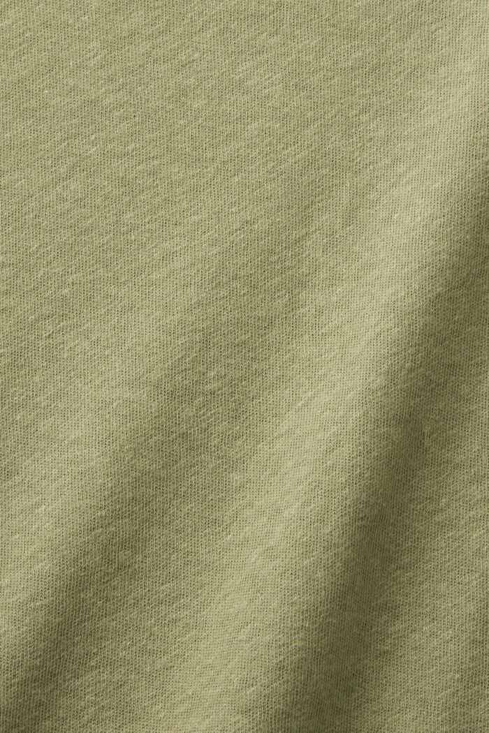 T-shirt z mieszanki bawełny i lnu, LIGHT KHAKI, detail image number 5