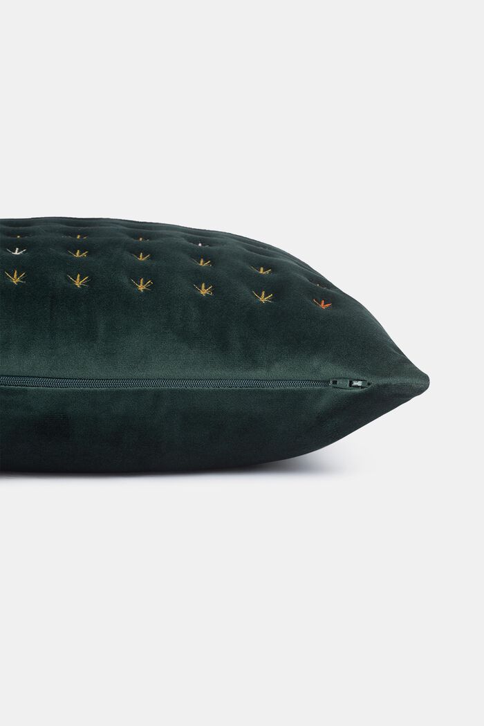 Aksamitna poszewka na poduszkę z haftem, GREEN, detail image number 3