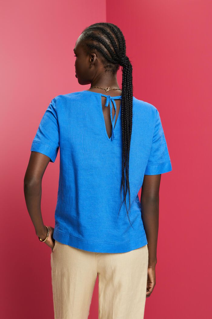 Bluzka z wycięciem w kształcie łezki, BRIGHT BLUE, detail image number 3