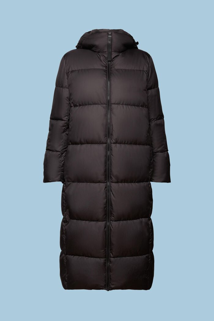 Pikowany płaszcz puffer z kapturem, BLACK, detail image number 8