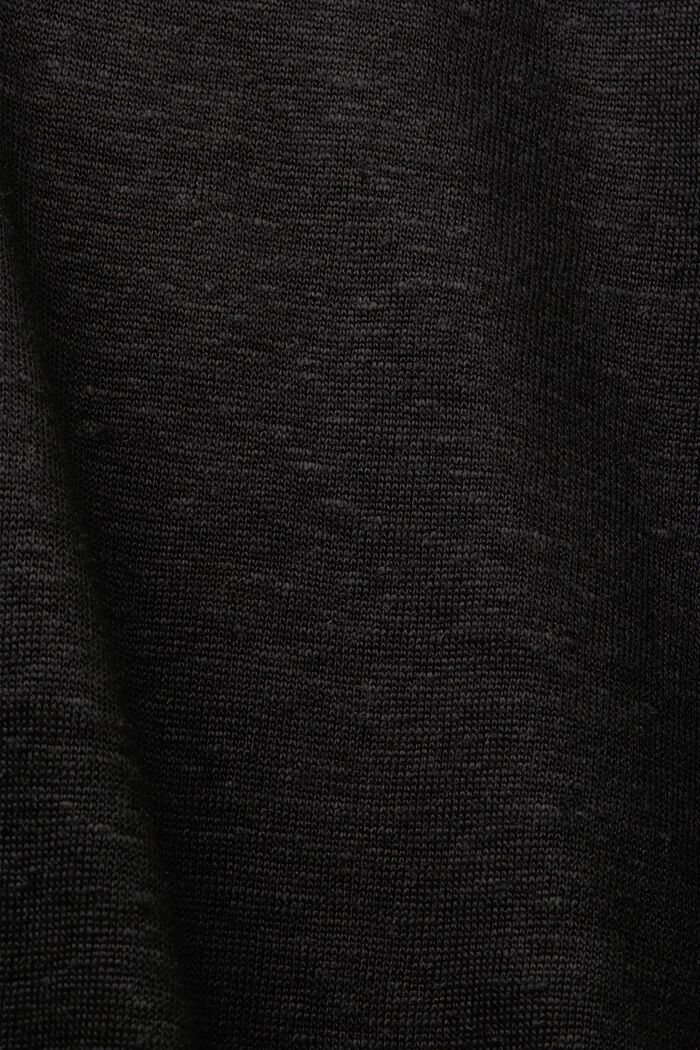 T-shirt z kołnierzykiem polo, 100% lnu, BLACK, detail image number 5
