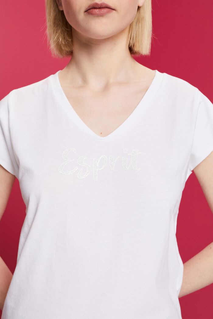 T-shirt z nadrukiem pod kolor materiału, 100% bawełny, WHITE, detail image number 2