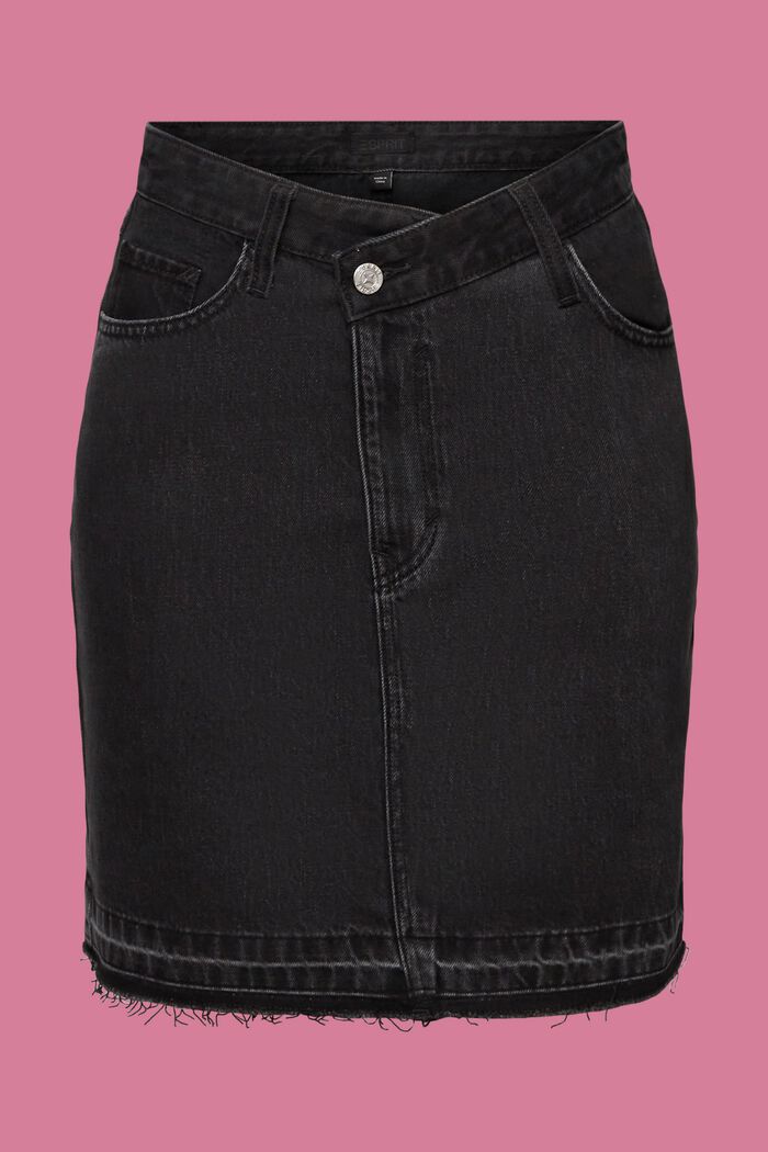 Dżinsowa spódniczka mini z asymetrycznym pasem, BLACK MEDIUM WASHED, detail image number 8