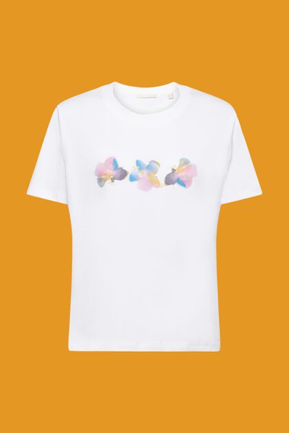 Bawełniany T-shirt z nadrukiem w kwiaty