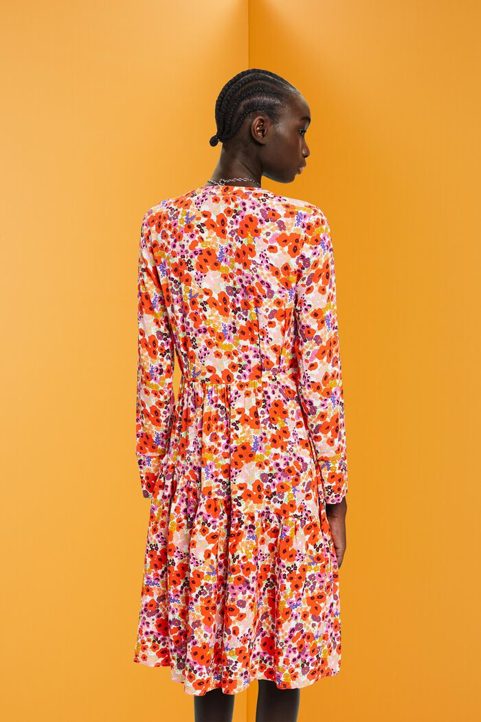 Sukienka midi z kwiatowym nadrukiem na całej powierzchni, LIGHT PINK, detail image number 3