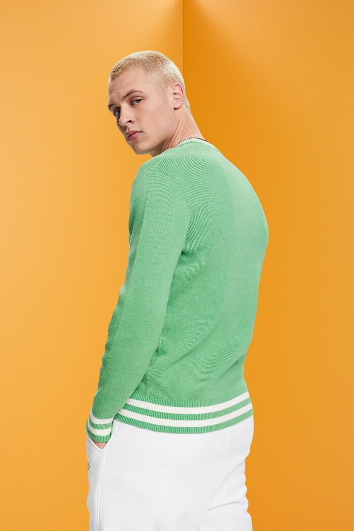 Bawełniany sweter z dekoltem w serek, GREEN, detail image number 3