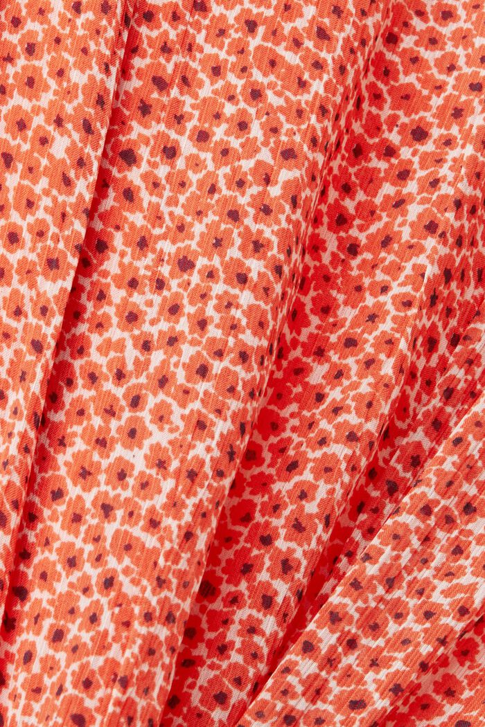 Kwiecista sukienka mini z marszczoną talią, ORANGE RED, detail image number 4