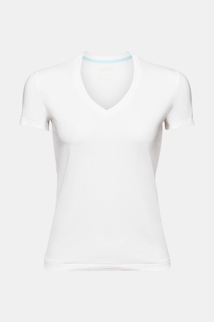 T-shirt z jerseyu z dekoltem serek, WHITE, detail image number 5