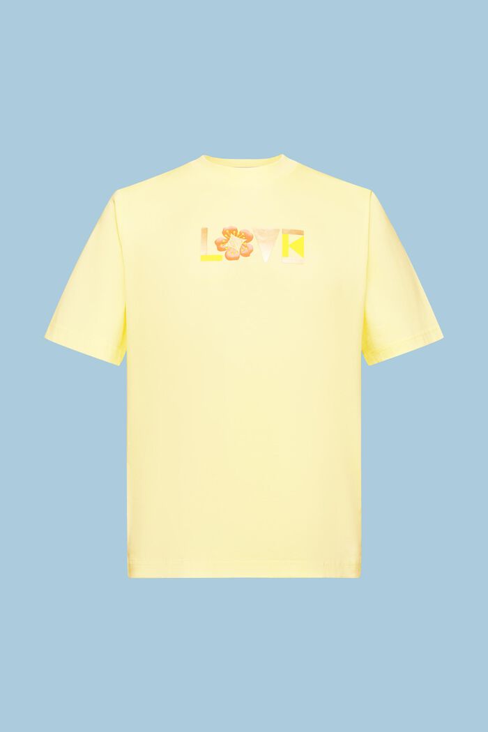 T-shirt z nadrukiem z bawełny pima, unisex, PASTEL YELLOW, detail image number 8