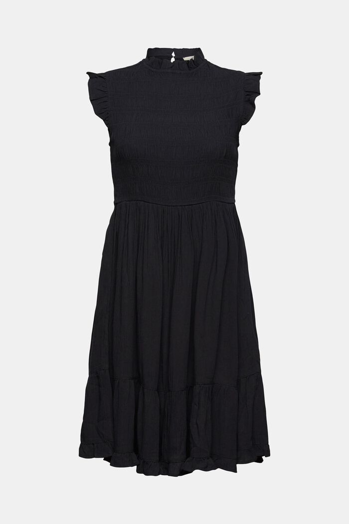 Sukienka mini z falbaną na dole, LENZING™ ECOVERO™, BLACK, overview